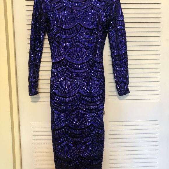Dress the population purple sequin dress, knee length, XS excellent - Picture 5 of 10